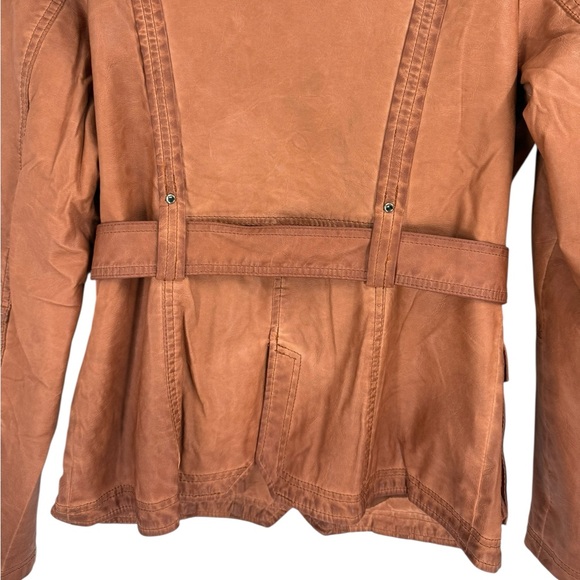 Bata Utility Moto Jacket Belted Rust Brown Safari Style Cargo Pockets Epaulet - Picture 5 of 14